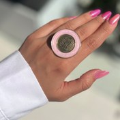 تصویر انگشتر ورشو با مینا کاری صورتی 