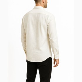 تصویر پیراهن لینن رنگ سفید 