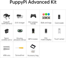 تصویر PuppyPi Robot Dog with RPi 4B 8GB Programmable Rechargeable Bionic Smart Robotics Dog Kit, ROS Open Source AI Vision PCAPPRemove Control, STEM Coding Robot DIY Gift for Teens Adults, Advance Kit 