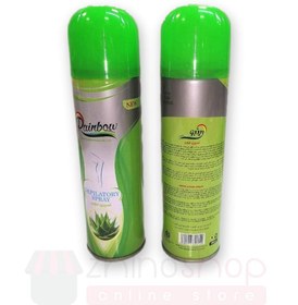 تصویر اسپری موبر بدن رینبو حاوی حصاره(آلوئه‌ ورا،گل رز)200ml Rainbow Hapi Hesare body hair spray (aloe vera) 200ml