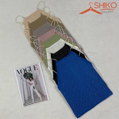 تصویر تاپ نگین دار جنس کبریتی پنبه فری سایز ۳۶ تا ۴۰ - کرم 