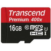 تصویر کارت حافظه microSDHC ترنسند مدل Premium کلاس 10 استاندارد UHS-I U1 سرعت 60MBps 400X همراه با آداپتور SD ظرفیت 16 گیگابایت 