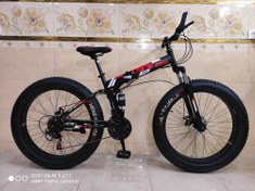 تصویر دوچرخه تاشو آفرود ساحلی لاستیک پهن سایز ۲۶ VTT رنگ‌ مشکی 