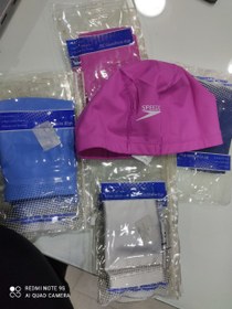 تصویر کلاه شنا pu - آبی 