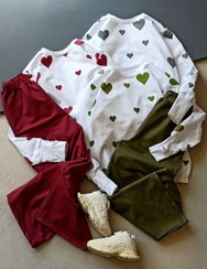 تصویر بلوز و شلوار قلب آبرنگی فینگردار 