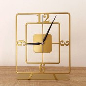 تصویر ساعت رومیزی مربع مدرن فلزی با موتور تایوانی آرام گرد، رنگ کوره ای، قطر 30 