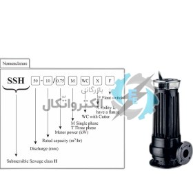 تصویر پمپ لجن کش چدنی خردکن دار سه فاز 4 اینچ 22.9 متری آبارا SSH 100-60/5.5 WC X 