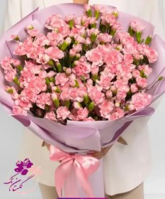 تصویر دسته گل تبریک میخک صورتی 