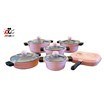 تصویر سرویس قابلمه 12 پارچه ام جی اس مدل کره ای _ رزگلد 12-piece MGS pot service, Korean model - Rose Gold