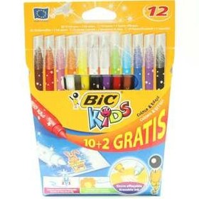تصویر ماژيک رنگ آميزي بيک سري Kids مدل Color and Erase - بسته 12 رنگ ا Bic Kids Color and Erase Marker - Pack of 12 Bic Kids Color and Erase Marker - Pack of 12