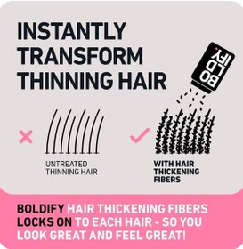 تصویر الیاف مو کاملاً پوشاننده ریزش مو رنگ قهوه‌ای روشن 28 گرم برند boldify Hair Fibers Completely Conceals Hair Loss Light Brown 28g