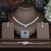 تصویر سرویس نقره جواهری عروس مدل SIL K8 با سنگ اتمی 