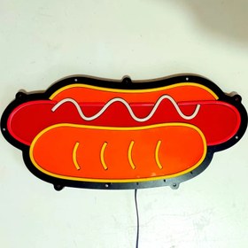 تصویر تابلو نئون فلکسی هات داگ ساندویچ فست فود Hotdog neon sign