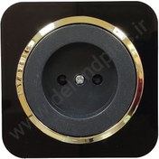 تصویر کلید و پریز آدا پلکسی مشکی زه طلایی - پریز ساده آدا پلکسی مشکی زه طلایی 