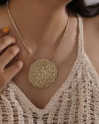 تصویر گردنبند طلایی استیل آویز دایره‌ای 