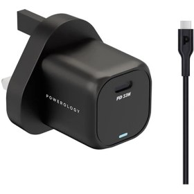 تصویر شارژر دیواری 33 وات پاورولوژی Powerology GaN Charger 33W with USB-C Cable 