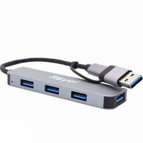 تصویر هاب 4 پورت USB-C مدل ROYAL RHC-20 ROYAL RHC-20 USB 3.0 HUB Type-C Adapter Multi-Port USB