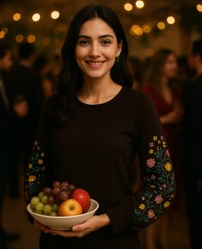 تصویر بلوز آستین بلندگلایل - مشکی 