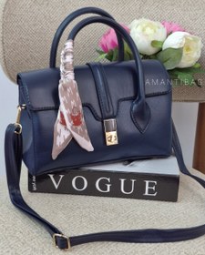 تصویر کیف آویسا چرم همراه اسکارف کد ۶۵۴۳ - سرمه ای 