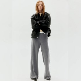 تصویر شلوار پارچه‌ای زنانه اچ اند ام ( H&M ) طوسی واید لگ 