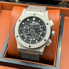 تصویر ساعت مچی ست هابلوت بیگ بنگ کرنوگراف صفحه اسکلتون سیلور Hublot big bang 12549 