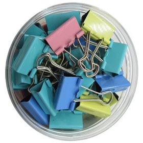 تصویر گیره دوبل رنگی سایز 25 میلی متر بسته 48 عددی Double colored clips size 25 mm, pack of 48 pieces