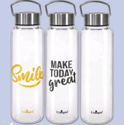 تصویر بطری آب شیشه ای با درب استیل دسته دار 1230میل یونیک کد UN-3075 