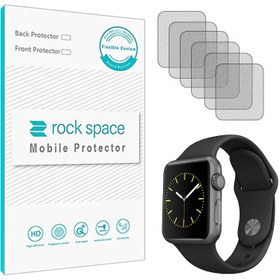 تصویر گلس اپل واچ Apple Watch Series 123 42mm مدل نانو هیدروژل شفاف برند راک اسپیس بسته 6 عددی 