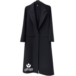 تصویر مانتو بلند یقه بلیزر کد 3700 - مشکی / سایز دو (دور سینه 114 سانتی متر مناسب 48 تا 50) 