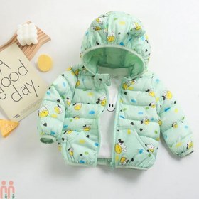 تصویر کاپشن پفی بچه گانه اسپرت ضدآب گرم 3 لایه وارداتی سبز گاو مارک بویینگ Boying kids hooded jacket 