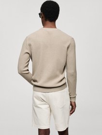 تصویر ژاکت یقه گرد راه‌راه برند mango man Ribbed Crew Neck Sweater