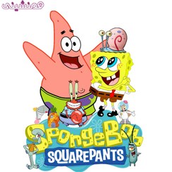 تصویر استند چوبی جشن و تولد تم باب اسفنجی طرح گروهی کد 01 