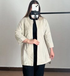 تصویر کت مزونی پاییزه طرح مخمل ۴۹۸ - کرمی شاین دار 