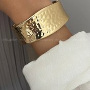 تصویر (بنگل) دستبند النگویی طرح طلا دفرمه - طلایی 