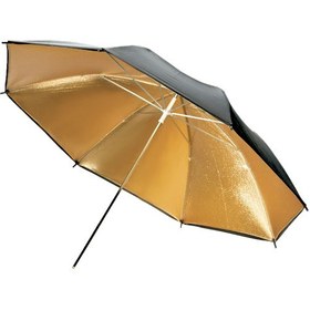 تصویر چتر مشکی داخل طلایی 90 سانتی متر 