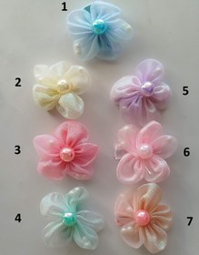 تصویر گل سر حریر گل مرواریدی کد 50 - 1- آبی 