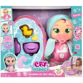 تصویر عروسک ست بازی اولین حمام من سارا برند کرای بیبیز برند cry babies Cry Babies Newborn Sarah My First Bath Doll Playset