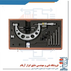 تصویر ست میکرومتر دیجیتال آسیمتو 200-100 خارج سنج مدل 6-08-115 Asimeto Digital Interchangeable Anvils Outside Micrometer 115-08-6