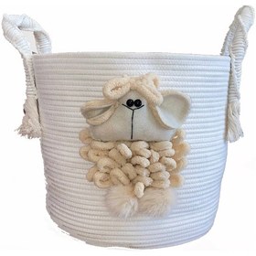 تصویر سبد لاندری قیطانی بره 30 سانتی متر Lamb Braided Laundry Basket 30 cm