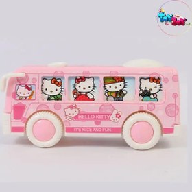 تصویر اسباب بازی اتوبوس قدرتی و عقب کش مدل هلو کیتی Pink Hello Kitty Power Bus