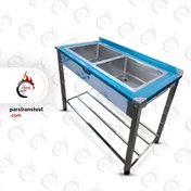 تصویر سینک صنعتی دو لگن 