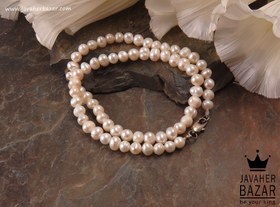 تصویر گردنبند مروارید سفید پرورشی Cultivated white pearl necklace