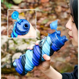 تصویر قمقمه سیلیکونی تاشو رنگی قمقمه دانش آموزان تاشو قمقمه کوهنوردی تاشو سیلیکونی 