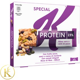 تصویر پروتئین بار کی اسپشیال با طعم بری و مغزیجات بسته ی ۴ عددی k special ا k special k special