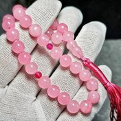 تصویر تسبیح 33 دانه جید صورتی معدنی کد 36336 