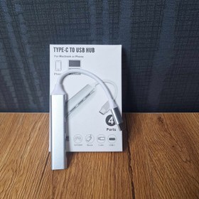تصویر هاب USB ۴ پورت Type-C فلزی hub type c 4 port to usb
