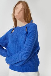 تصویر پلیور بافت زنانه آبی کوتون koton 