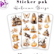 تصویر پک 3 تایی استیکر شفاف هالوین بژ 