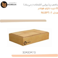 تصویر باکس پذیرایی(شکلات،تی‌بگ،آجیل) مدل:NLBPT1 ابعادcm:ارتفاع7.5عرض20طول30 رنگ:کهربایی نوع جنس:پلای‌وود4میلیمتری(چوب طبیعی) پوشش سطحی:لاک 