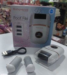 تصویر سوهان برقی کف‌پا بیبی‌ورس کاملا ضد اب و قابلیت استفاده تر و خشک صاف و نرم شدن کف پا و لایه بردار پوست مرده 